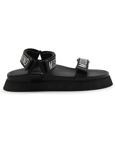 Moschino Rubber Logo Sandals - Black