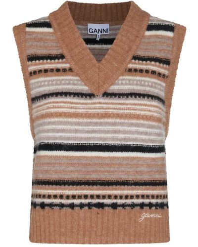Ganni Wool Knitwear - Brown