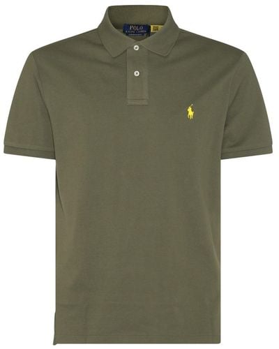 Polo Ralph Lauren Olive Green And Yellow Cotton Polo Shirt