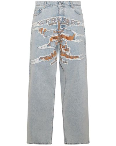 Y. Project Light Blue Cotton Denim Jeans - Grey