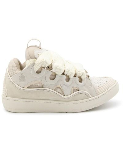 Lanvin White Leather Curb Trainers