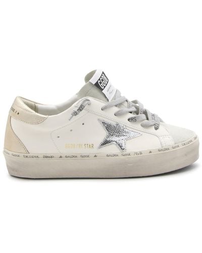 Golden Goose White And Silver Leather Hi Star Glitter Sneakers