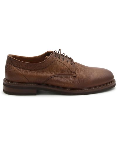 Brunello Cucinelli Leather Lace Up Shoes - Brown