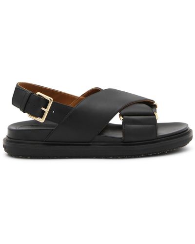 Marni Leather Fussbet Sandals - Black