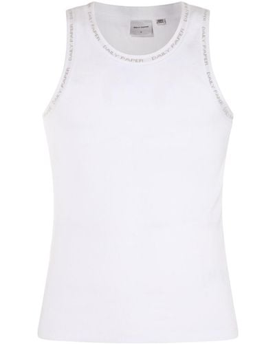 Daily Paper And Black Cotton Tank Top - White