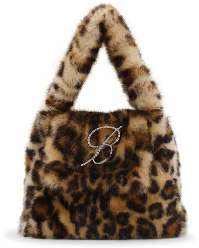 Blumarine Leopard Faux Fur Monogram B Bag - Brown