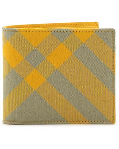 Burberry Leather Check Bifold Wallet - Yellow