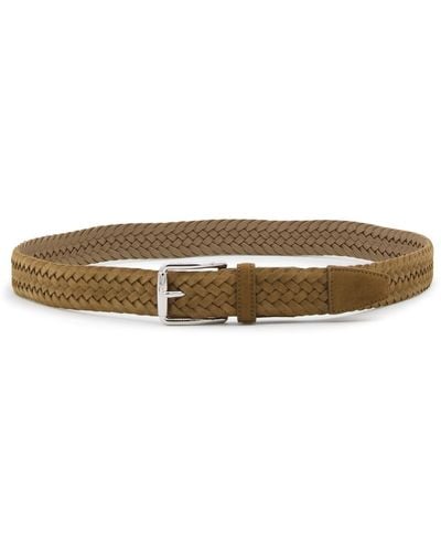 Tod's Brown Suede Braided Belt - Natural
