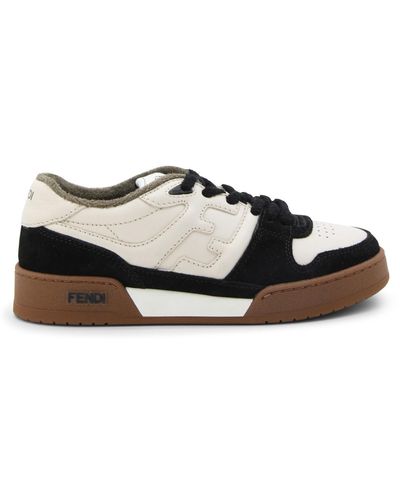 Fendi Black And White Leather Match Trainers - Brown