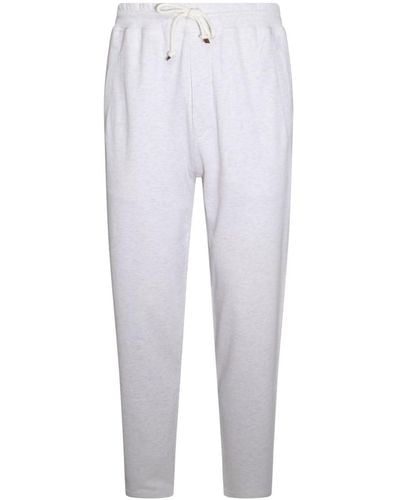 Brunello Cucinelli White Cotton Trousers - Grey