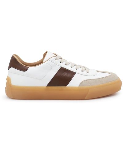 Tod's White And Brown Leather Sneakers
