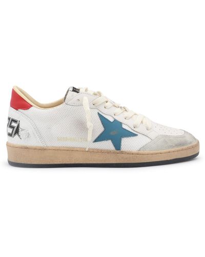 Golden Goose White Leather Trainers - Blue