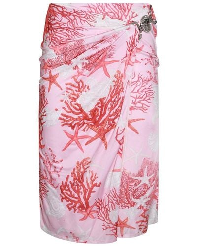 Versace Pink Viscose Midi Skirt