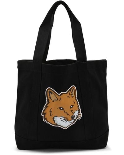 Maison Kitsuné Cotton Fox Head Tote Bag - Black