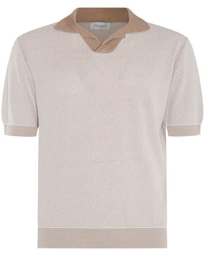 Piacenza Cashmere Beige Cotton-silk Blend Polo Shirt - White