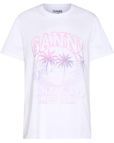 Ganni White Cotton T-shirt