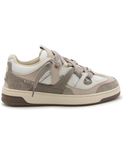 Represent White And Beige Leather Sneakers - Gray