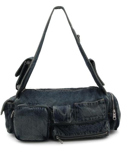 Balenciaga Cotton Sling Bag Superbusy Crossbody Bag - Black