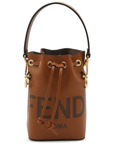 Fendi Brown Leather Mon Tresor Mini Bucket Bag
