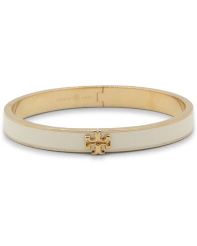Tory Burch White And Gold-tone Brass Bracelet - Natural