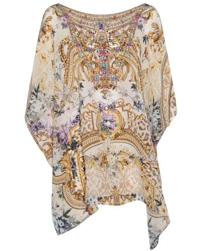 Camilla Multicolour Silk Dress - Natural