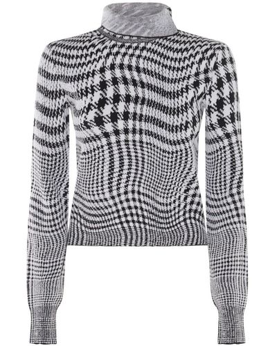 Burberry White And Black Wool Blend Jumper - Multicolour