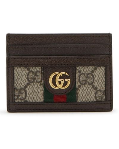 Gucci Leather And Canvas Ophidia Gg Supreme Card Holder - Metallic