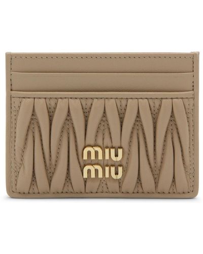 Miu Miu Beige Leather Cardholder - Metallic