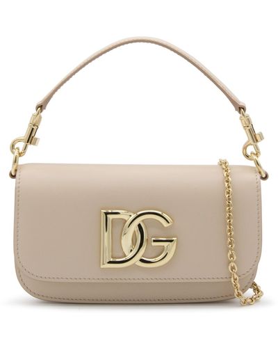 Dolce & Gabbana Beige Leather 3.5 Shoulder Bag - Metallic