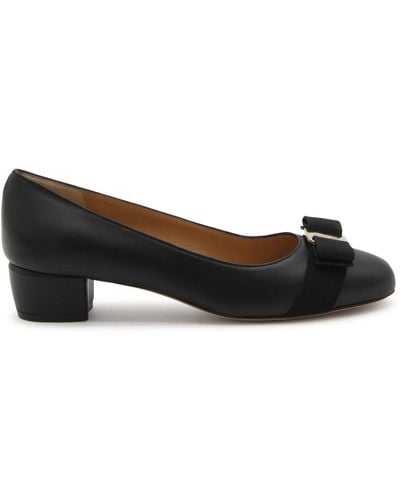 Ferragamo Leather Court Shoes - Black