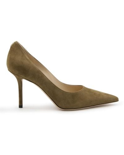 Jimmy Choo Caper Green Suede Love Court Shoes