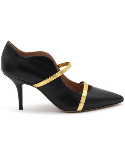 Malone Souliers Black And Gold Leather Maureen Court Shoes