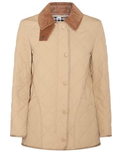 Burberry Diamond Quilted Thermoregulated Barn Jacket - Natural