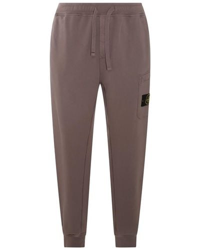 Stone Island Beige Cotton Track Trousers - Brown