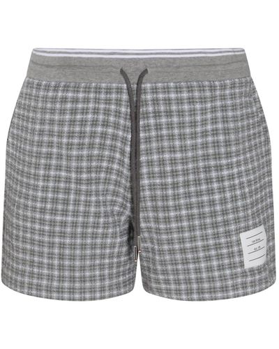 Thom Browne Grey And White Cotton Blend Shorts