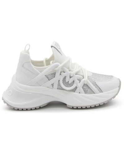 Pinko White And Silver Leather Ariel Trainers