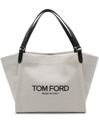 Tom Ford Rope And Black Canvas And Leather Large Tote Bag - Metallic