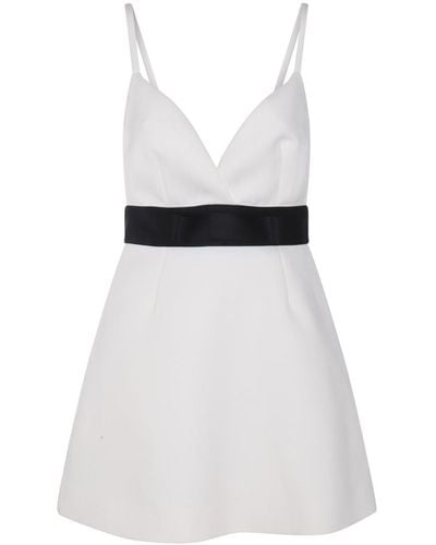 Dolce & Gabbana And Black Silk-wool Blend Dress - White