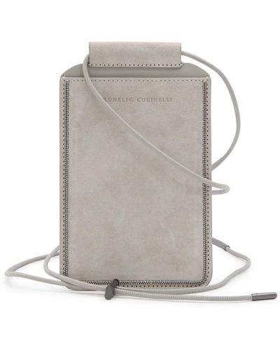 Brunello Cucinelli Gray Leather Case