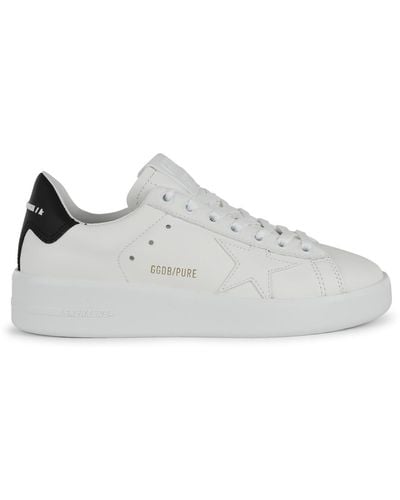 Golden Goose White And Black Leather Trainers - Grey