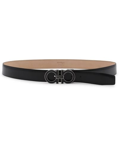 Ferragamo Leather Gancini Belt - Black