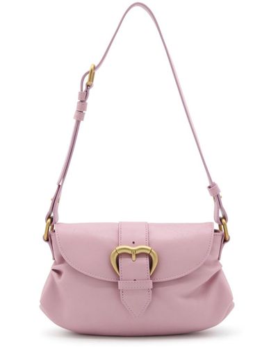 Pinko Pink Leather Mini Jolene Shoulder Bag