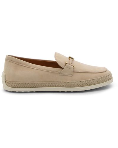 Tod's Beige Suede Loafers - Natural