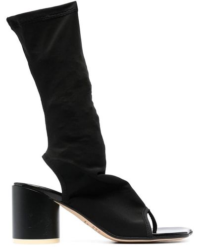 MM6 by Maison Martin Margiela Leather Tabi Court Shoes - Black