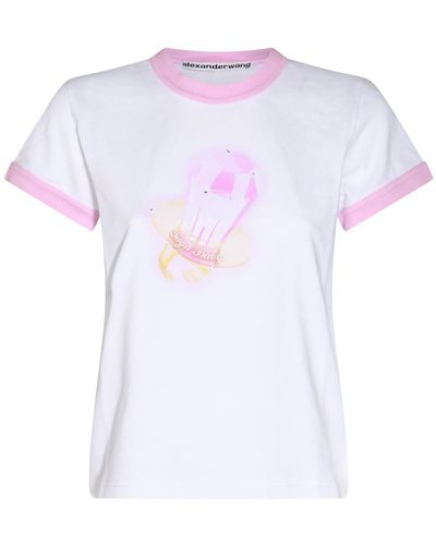 Alexander Wang White And Pink Cotton T-shirt