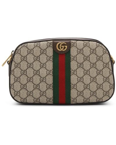 Gucci Ebony Leather Ophidia gg Small Shoulder Bag - Natural