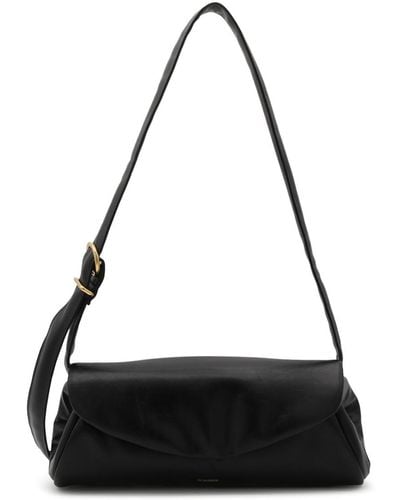 Jil Sander Leather Cannolo Shoulder Bag - Black