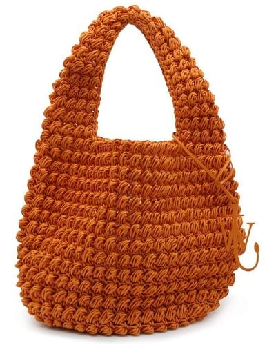 JW Anderson Cotton Popcorn Basket Tote Bag - Brown