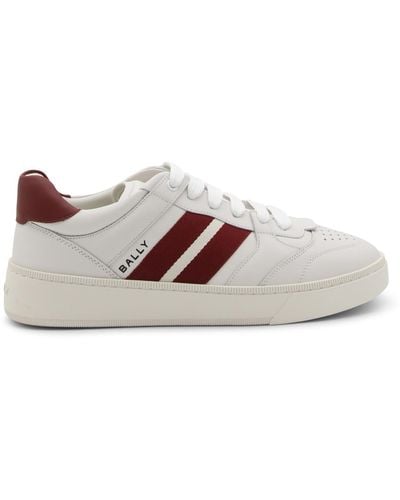 Bally White And Red Leather Trainers - Grey