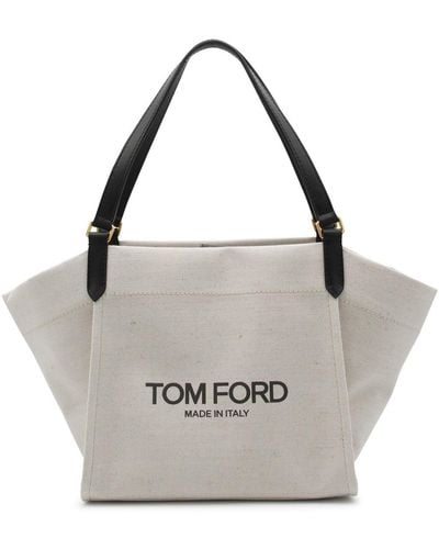 Tom Ford Rope And Black Canvas And Leather Tote Bag - Gray